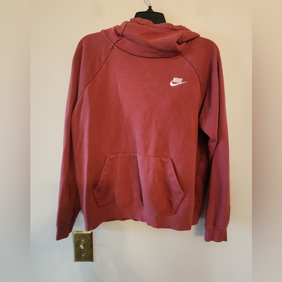 Nike Swoosh Cowl Neck Line Hoodie Women's Size medium Burnt Red - Picture 1 of 3